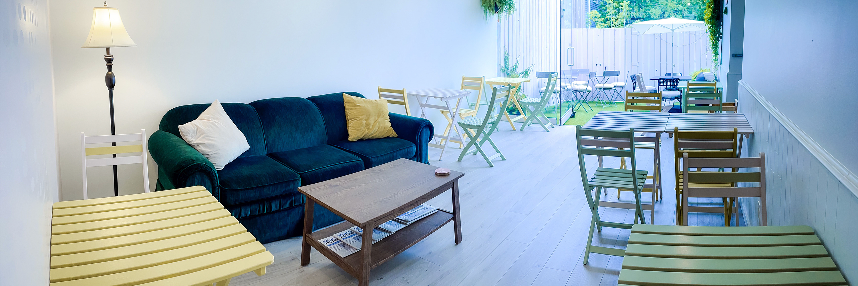 Spacious dining area at Nana's Creperie