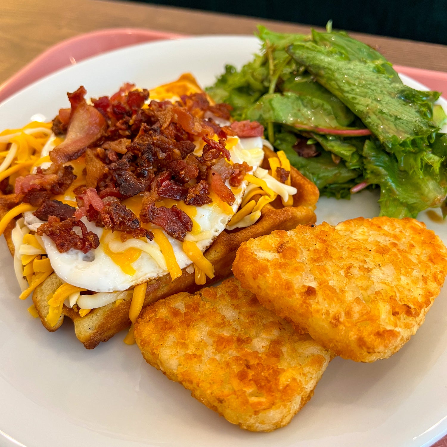 Classic brunch combo - Bacon, Egg & Cheese on Nana's signature buttermilk waffle. Your new favourite brunch spot in Toronto