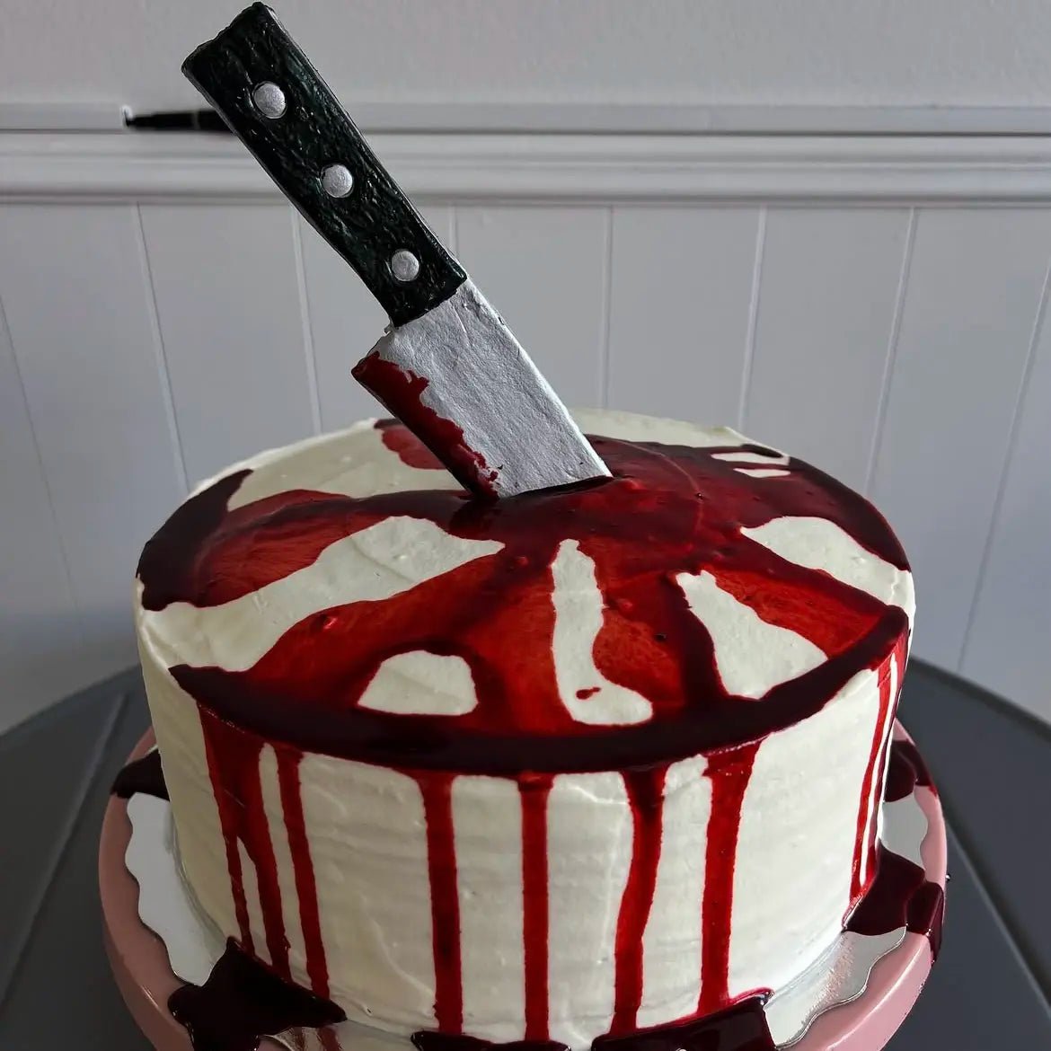 Murder Theme Cake | Edible Knife | Custom Design Crepe Cake | Nana's Creperie