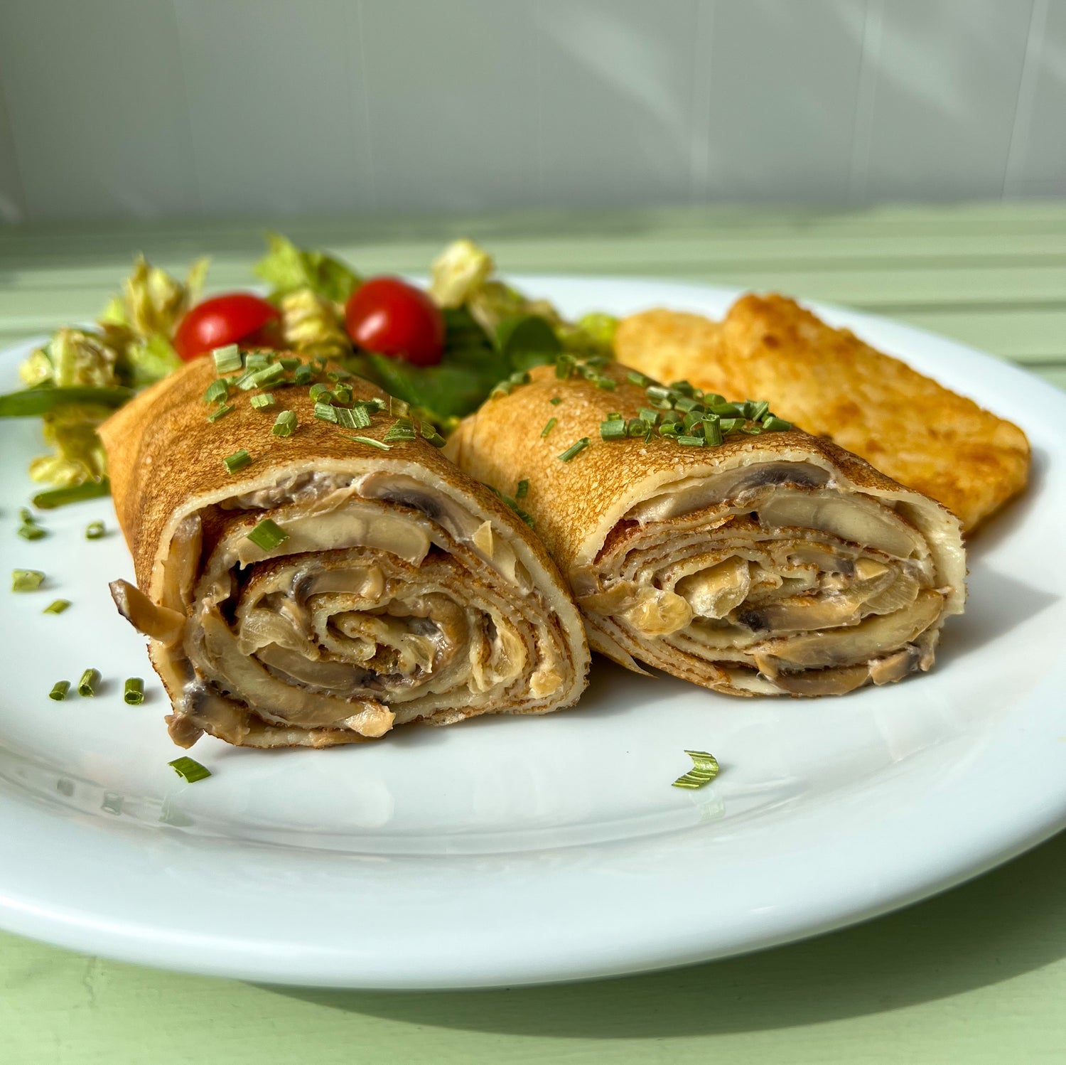 Creamy Mushroom Crepe at Nana's Creperie. Perfect lunch option in Toronto