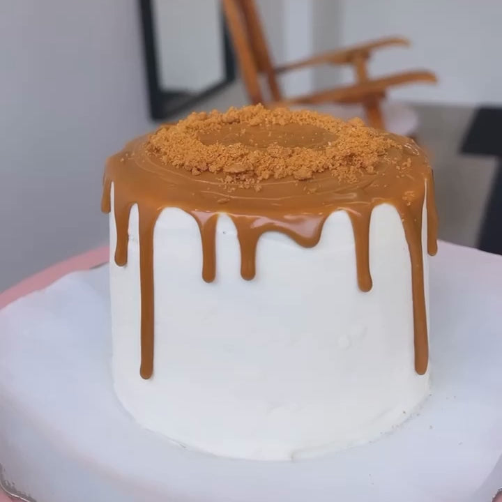 Lotus Biscoff Crepe Cake at Nana's Creperie. Perfect birthday or anniversary cake for celebration. Delivery / pick up in Toronto.
