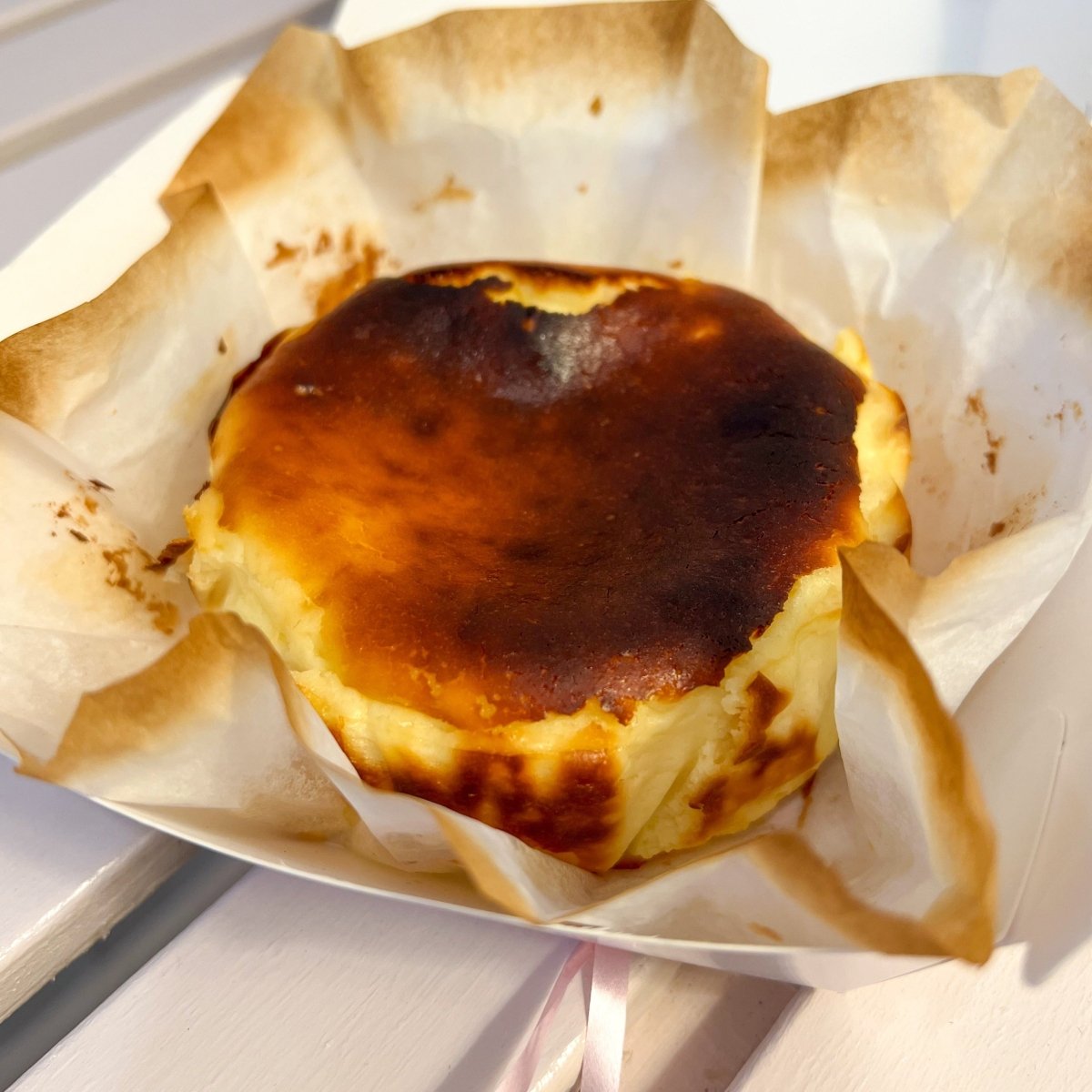 Burnt Basque Cheesecake at Nana's Creperie. Available in 4 inch & 8 inch