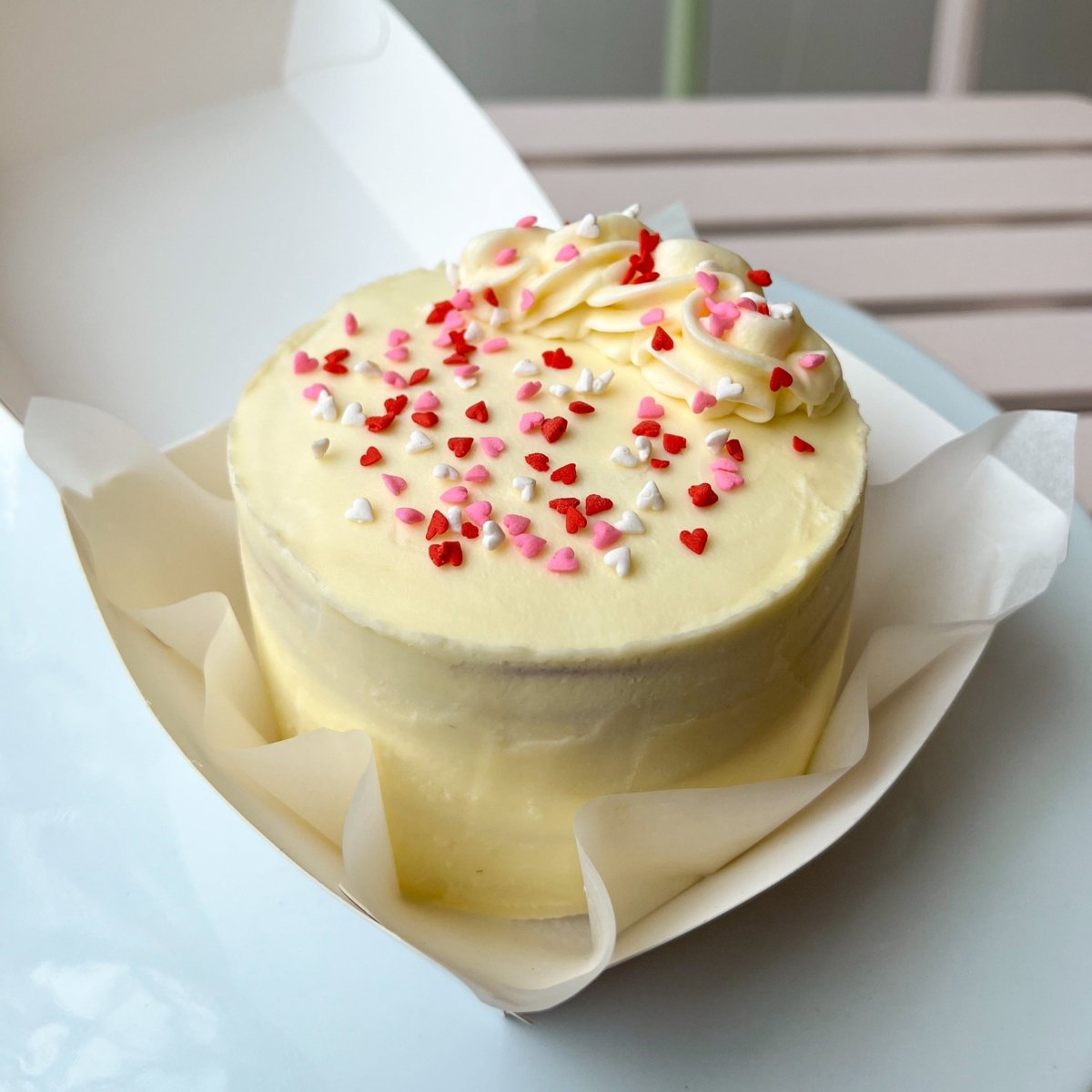 Valentine's day special red velvet crepe cake - bento cake - lunchbox cake - Nana's Creperie - Nana's Crepe Cakes