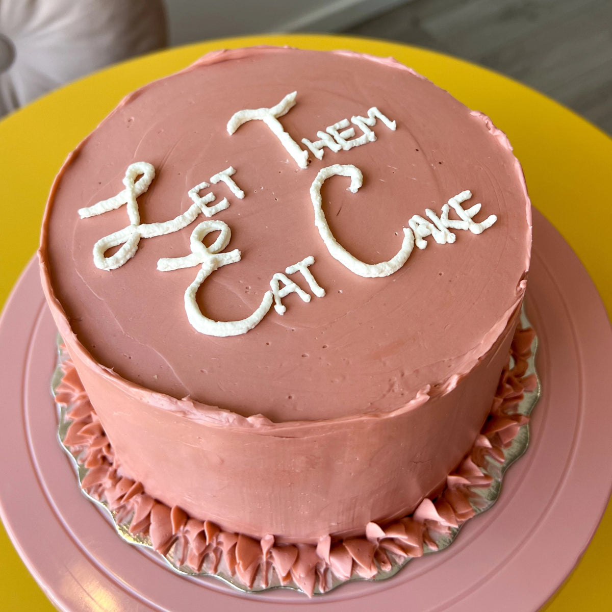 "Let Them Eat Cake" Pink Custom Design Crepe Cake | Nana's Creperie