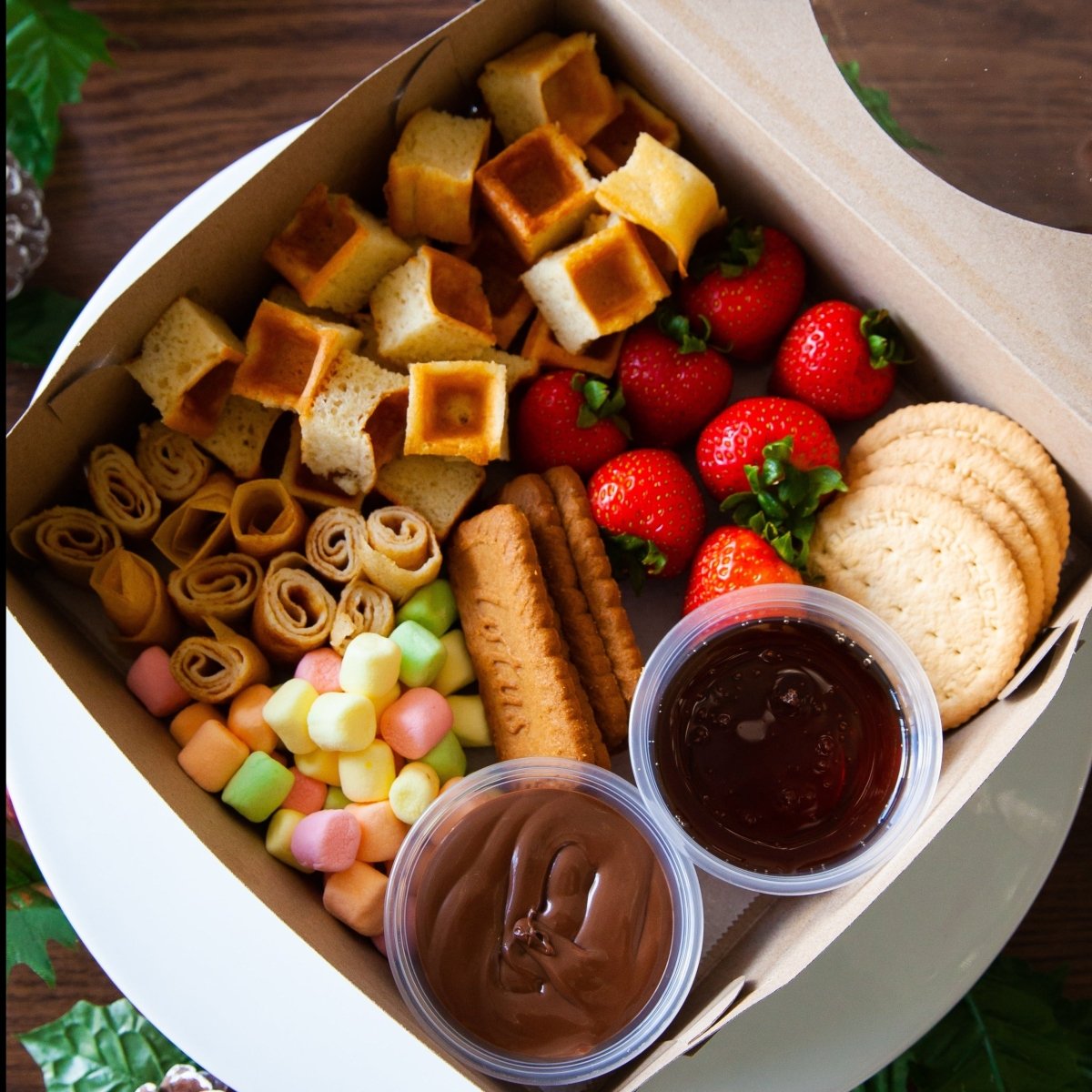 Joy Box is like bringing a fondue with all the treats you love from Nana's Creperie home!