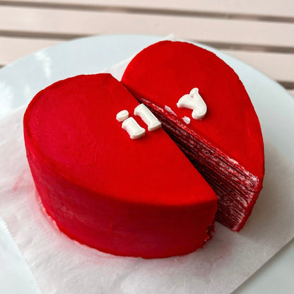 Valentine's day special red velvet crepe cake - bento cake - lunchbox cake - Nana's Creperie - Nana's Crepe Cakes